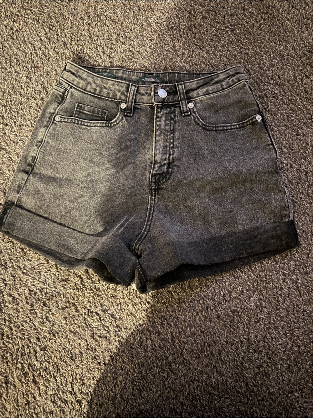 wild fable Black Washed High-Rise Denim Shorts